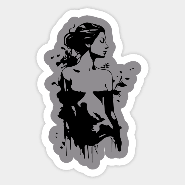 black fashion drawing Sticker by lkn